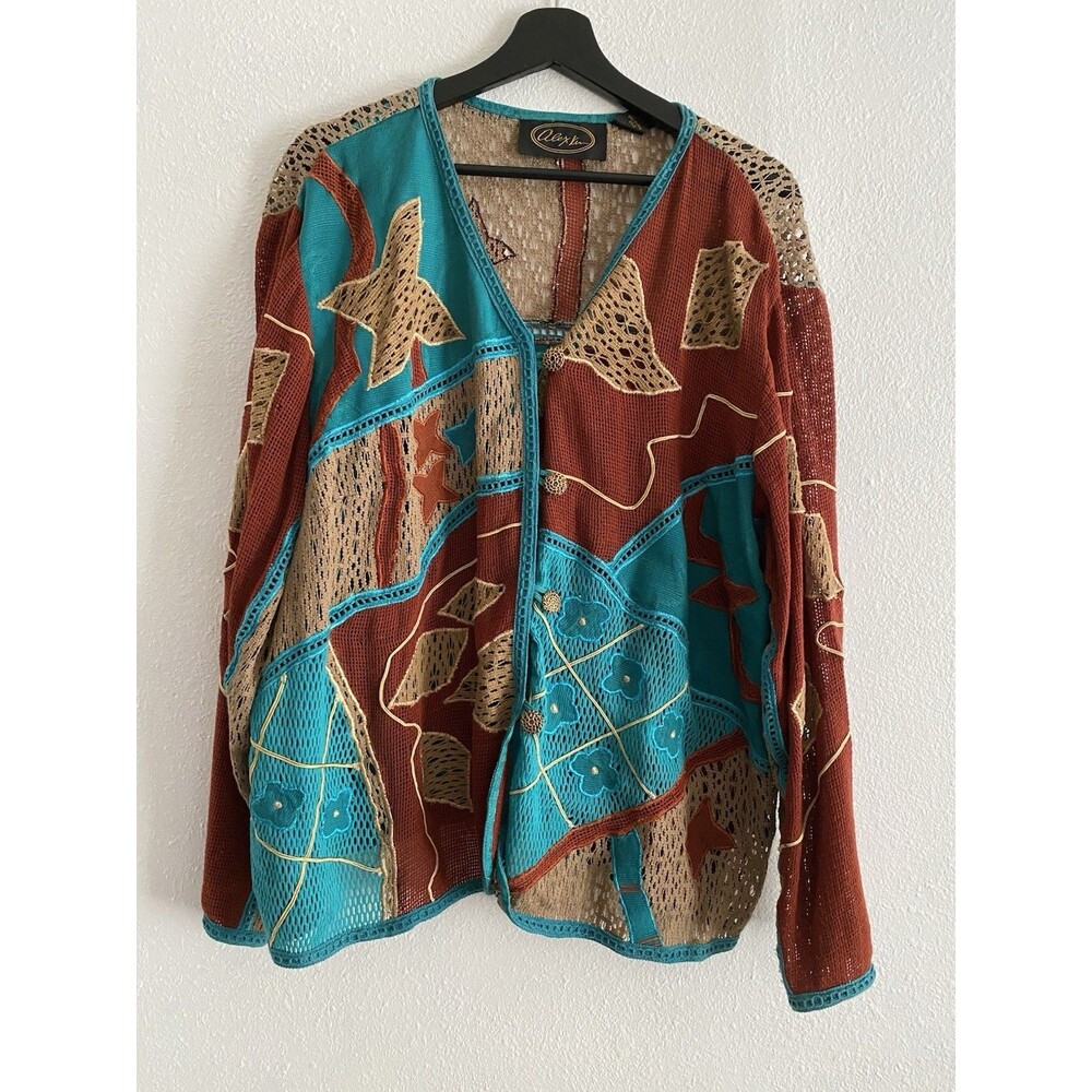 Alex Kim Women’s Colorful Boho Lightweight Artsy Cardigan 2X K1